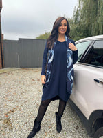 Navy Ribbed Knit Dress Yasmin